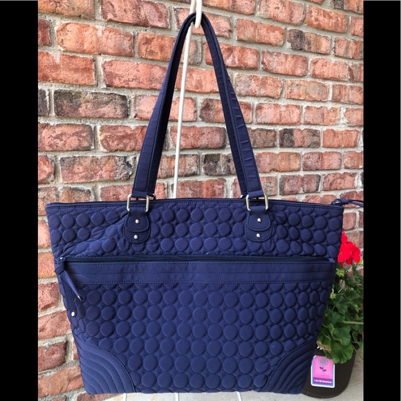 Vera Bradley Quilted Blue Microfiber Diaper Tote - Picture 3 of 12